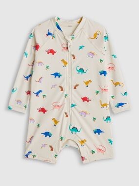 NWT QUINCE Long Sleeve Zip-Up Rash Guard One-Piece Dinosaurs Kid 3T 7187